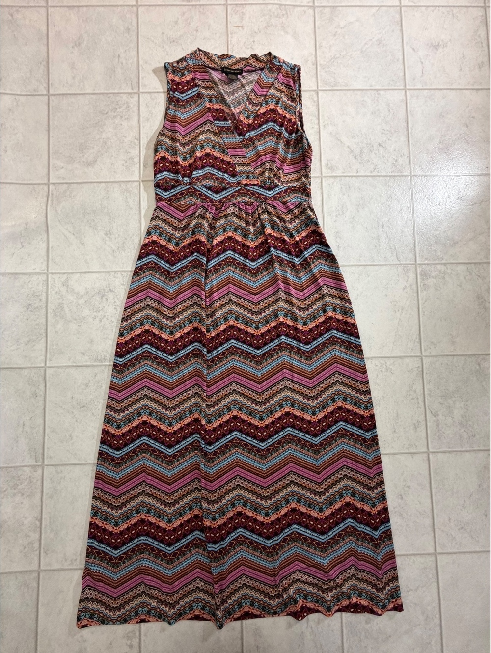Susan Lawrence multicolor zigzag sleeveless dress